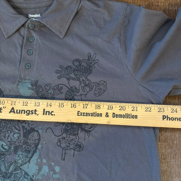 Disneyland Mickey Mouse Graffiti Graphic Polo Shirt Gray Short Sleeve Mens Sz L - Picture 7 of 10